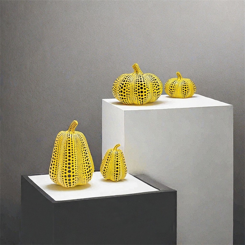 Resin Art For Wedding Gift - Yellow Pumpkin Resin Pigeon Owl Statue