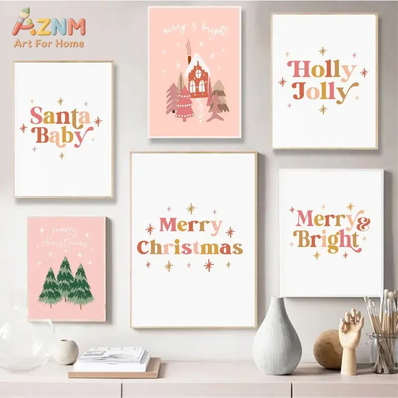 Resin Art Tree - AZNM Pastel Pink Christmas Letter House