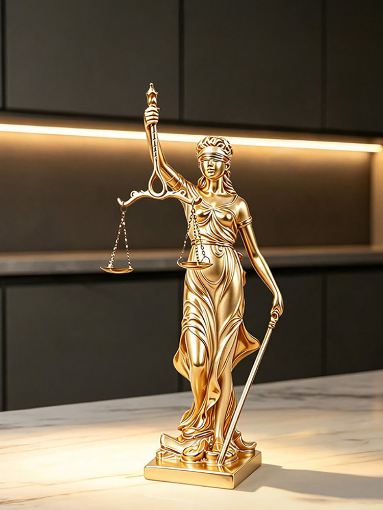 Resin Art Gift For Anniversary - Luxury Golden Statue of Justice Art