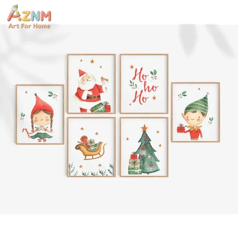Resin Art Tree - AZNM Watercolor Cute Christmas Elf Santa