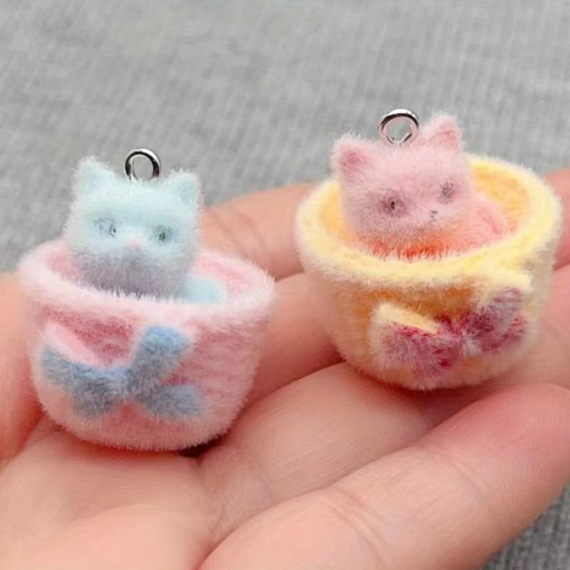 4pcs 3D plush resin cat pendan - огляд і ціна Resin Art Love