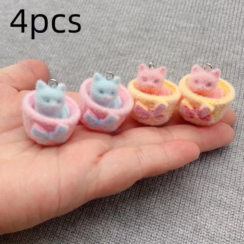 4pcs 3D plush resin cat pendan - огляд і ціна Resin Art Love