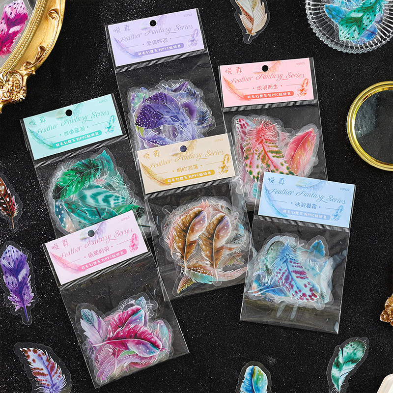 40pcs/Pack Feather Stickers De - огляд і ціна Resin Art Sticker