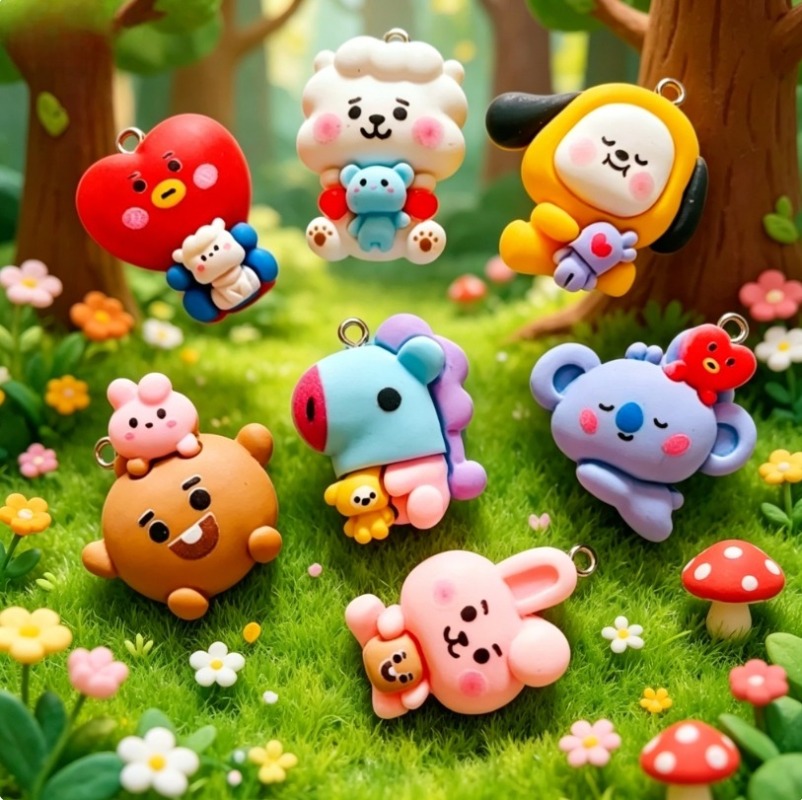 7pcs BT21 Resin Cartoon Charm  - огляд і ціна Resin Art Love