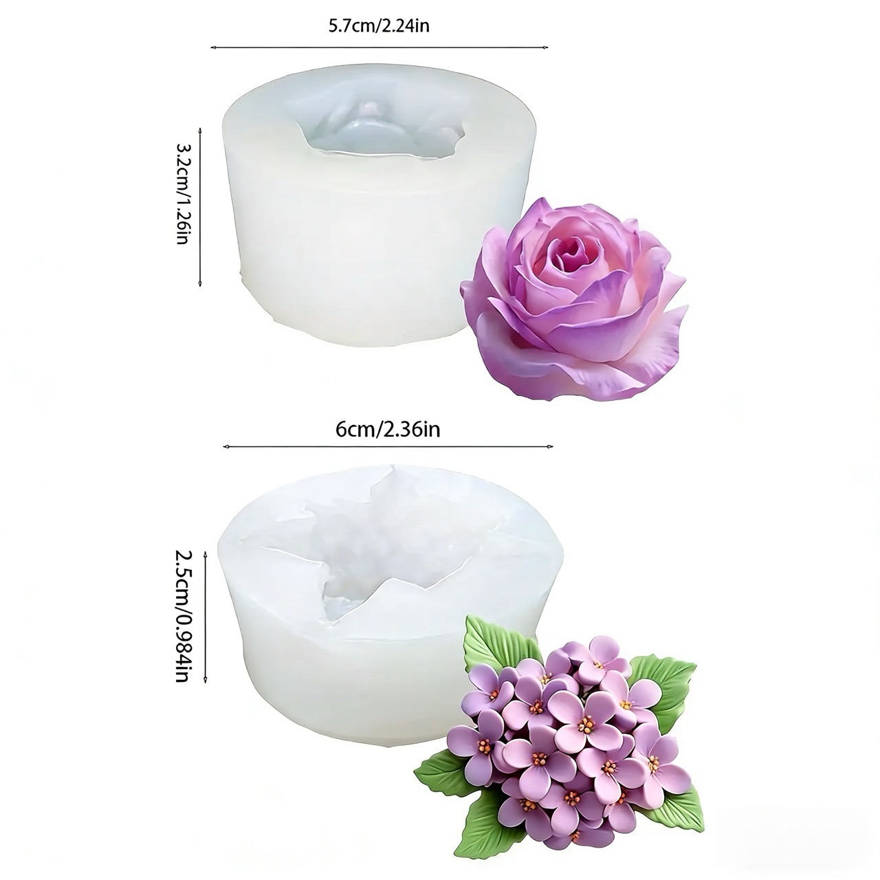 2-Piece 3D Rose and Lilac Sili - огляд і ціна Resin Art For Wedding Gift